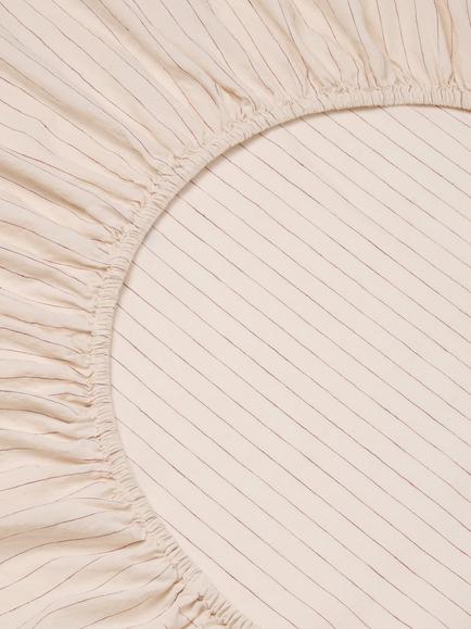 Piglet in Bed Folk Floral Linen Blend Fitted Sheet, Rhubarb - view 2, Rhubarb