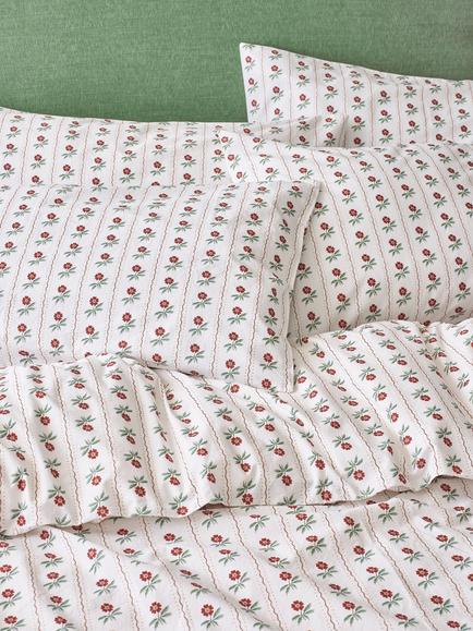 Piglet in Bed Woodland Stripe Cotton Bedding, White, White