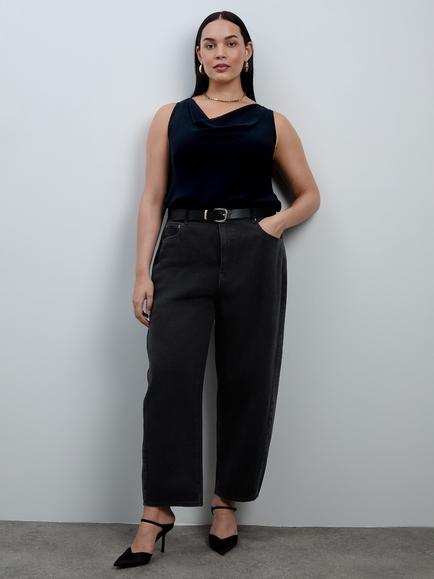 Live Unlimited Curve Barrel Leg Jeans, Black, Black
