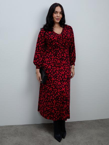 Live Unlimited Curve Ditsy Jersey Dress, Red, Red