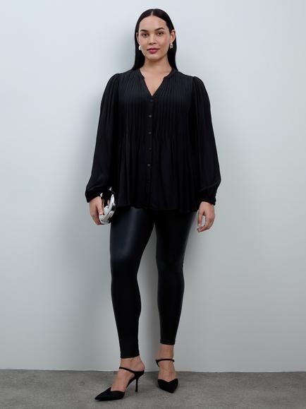 Live Unlimited Curve Pintuck Blouse, Black, Black
