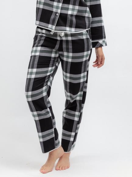 Cyberjammies Polar Drift Brushed Check Pyjama Bottoms, Black, Black