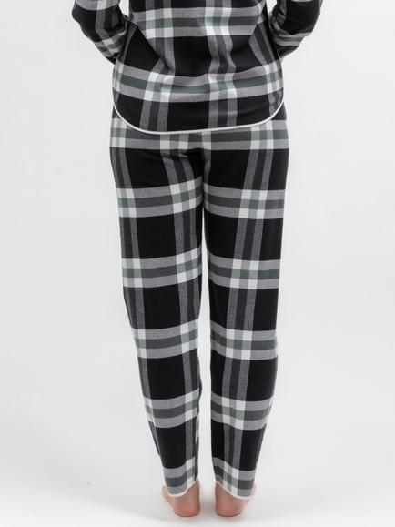 Cyberjammies Polar Drift Brushed Check Pyjama Bottoms, Black - view 2, Black