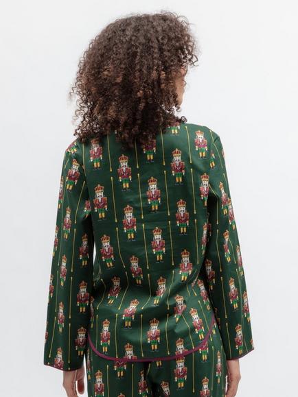 Cyberjammies Enchanted Nutcracker Long Sleeve Pyjama Top, Dark Green - view 2, Dark Green