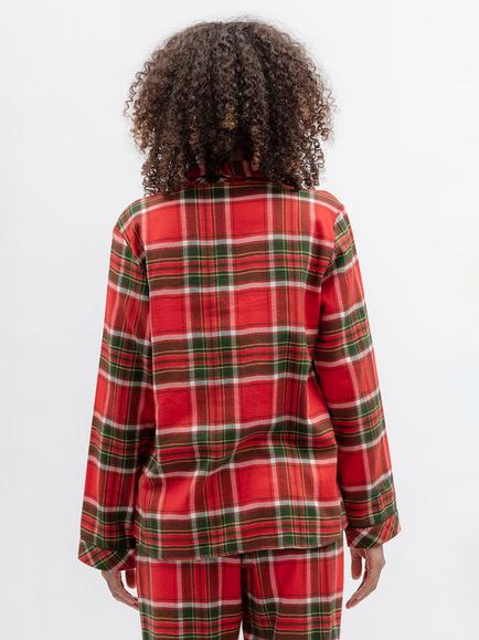 Cyberjammies Merry & Bright Check Long Sleeve Pyjama Top, Red - view 2, Red