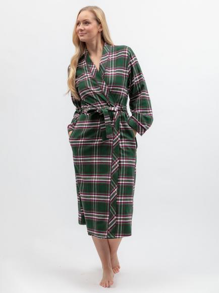 Cyberjammies Enchanted Nutcracker Check Long Dressing Gown, Dark Green, Dark Green
