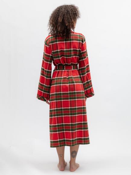Cyberjammies Merry & Bright Check Long Dressing Gown, Red - view 2, Red