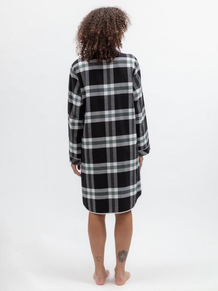 Cyberjammies Polar Drift Brushed Check Long Sleeve Nightshirt, Black - view 2, Black