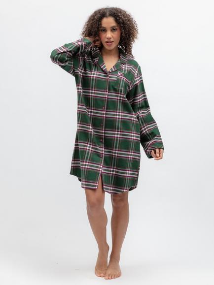 Cyberjammies Enchanted Nutcracker Check Long Sleeve Nightshirt , Dark Green, Dark Green