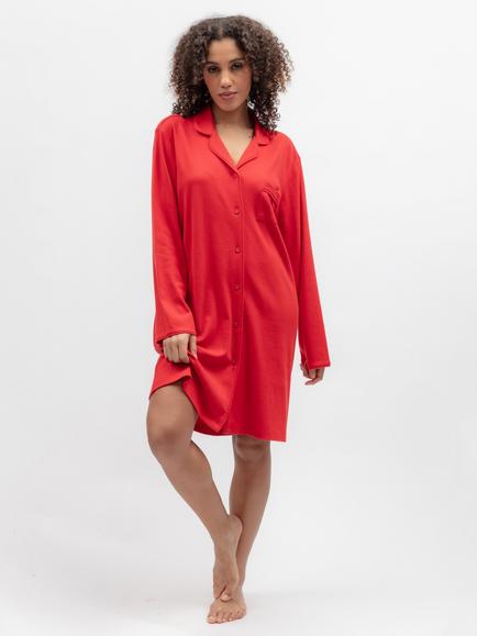 Cyberjammies Merry & Bright Ribbed Lersey Long Sleeve Nightshirt, Red, Red