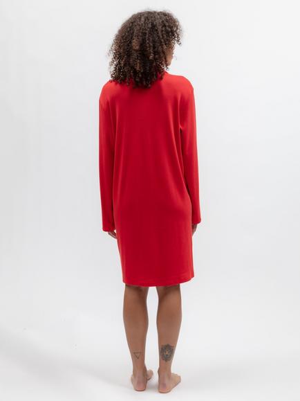 Cyberjammies Merry & Bright Ribbed Lersey Long Sleeve Nightshirt, Red - view 2, Red