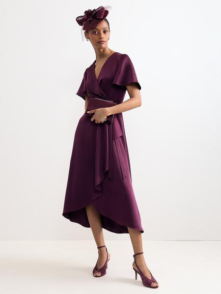 Phase Eight Petite Julissa Wrap Midi Dress, Burgundy, Burgundy