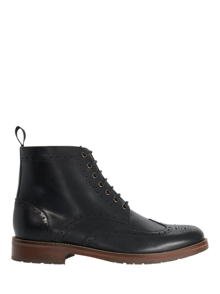 Dune London Mayso Leather Brogue Ankle Boots, Black