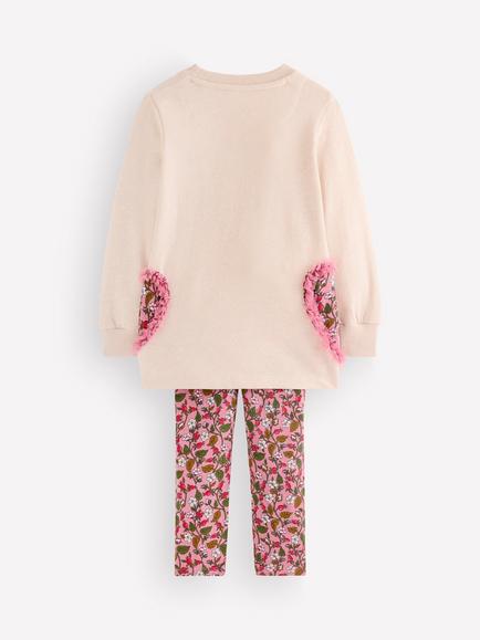 Mini Boden Kids' Tunic and Leggings Set, Oatmeal Hearts - view 2, Oatmeal Hearts