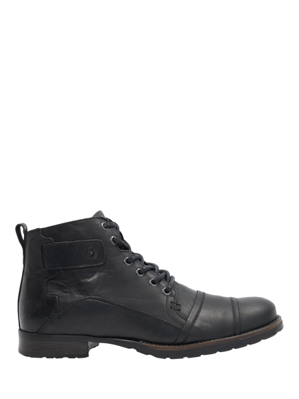 Dune London Simon Wide Fit Leather Seam Detail Lace Up Ankle Boots, Black, Black