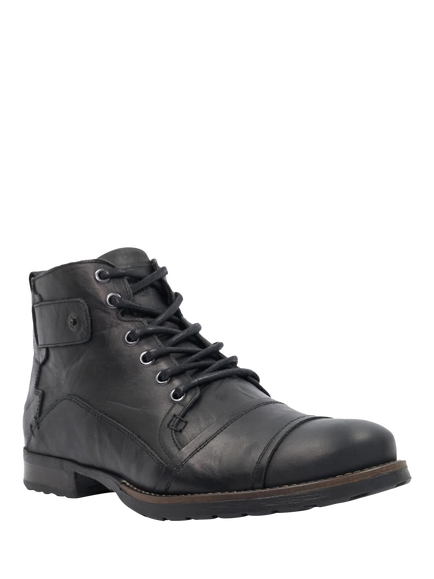 Dune London Simon Wide Fit Leather Seam Detail Lace Up Ankle Boots, Black - view 2, Black