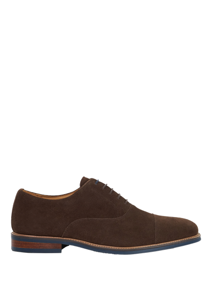 Dune London Stanlakes Wide Fit Suede Oxford Shoes, Brown, Brown