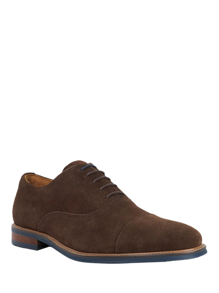 Dune London Stanlakes Wide Fit Suede Oxford Shoes, Brown - view 2, Brown