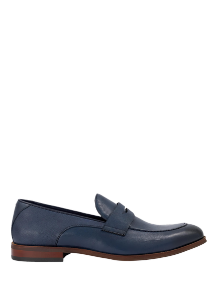 Dune London Staten Leather Loafers, Navy, Navy