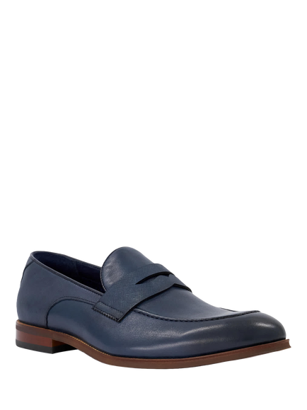 Dune London Staten Leather Loafers, Navy - view 2, Navy