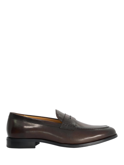 Dune London Skylers Wide Fit Leather Loafers, Brown, Brown