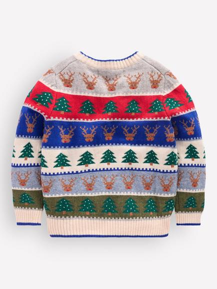 Mini Boden Kids' Christmas Icons Fair Isle Jumper, Multi - view 2, Multi