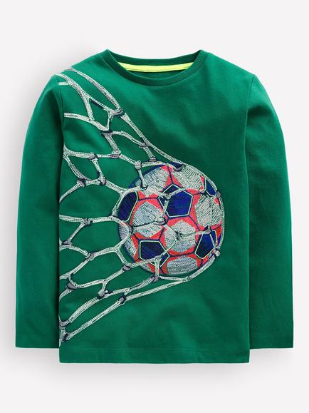 Mini Boden Kids' Long Sleeve Glow In The Dark T-Shirt, Jewel Green/Multi, Jewel Green/Multi