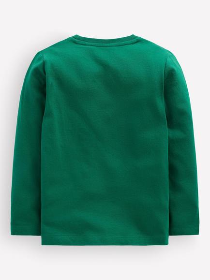 Mini Boden Kids' Long Sleeve Glow In The Dark T-Shirt, Jewel Green/Multi - view 2, Jewel Green/Multi