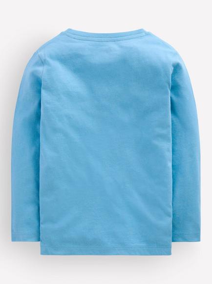Mini Boden Kids' Long Sleeve Superstitch Train T-Shirt, Glacier Blue/Multi - view 2, Glacier Blue/Multi