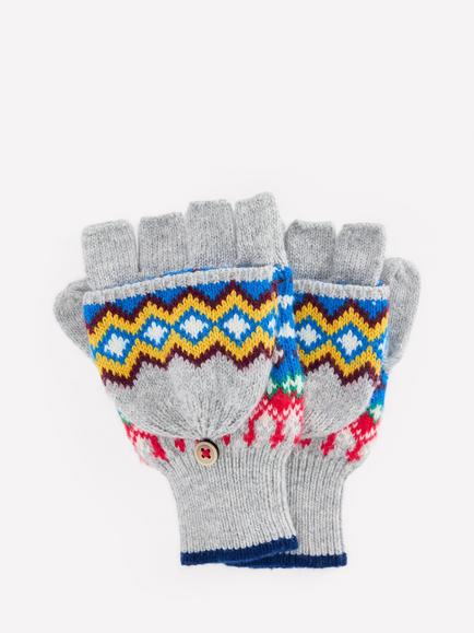 Mini Boden Kids' Fair Isle Mitten Gloves, Grey Marl, Grey Marl