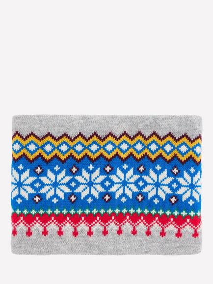 Mini Boden Kids' Fair Isle Fleece Lined Snood, Grey Marl, Grey Marl