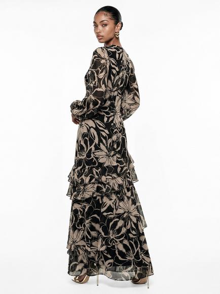 Anaya With Love Floral Long Sleeve Tiered Maxi Dress, Black - view 2, Black