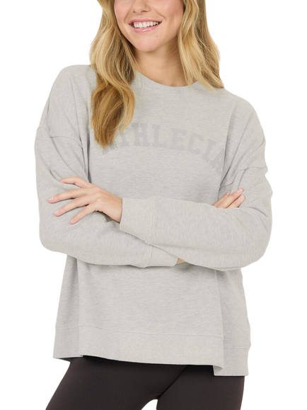 Athlecia Raniya Women's Cotton Crew Neck Sweatshirt, Light Grey Melange, Light Grey Melange