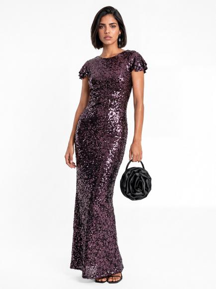 Maya Deluxe Sequin Maxi Dress, Purple, Purple