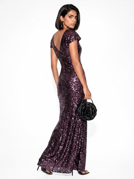 Maya Deluxe Sequin Maxi Dress, Purple - view 2, Purple