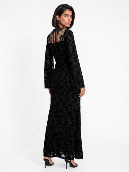 Maya Deluxe Floral Velvet Burnout Maxi Dress, Black - view 2, Black