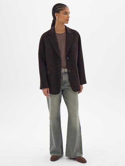 HUSH Simeron Wool Double Breasted Blazer, Brown, Brown