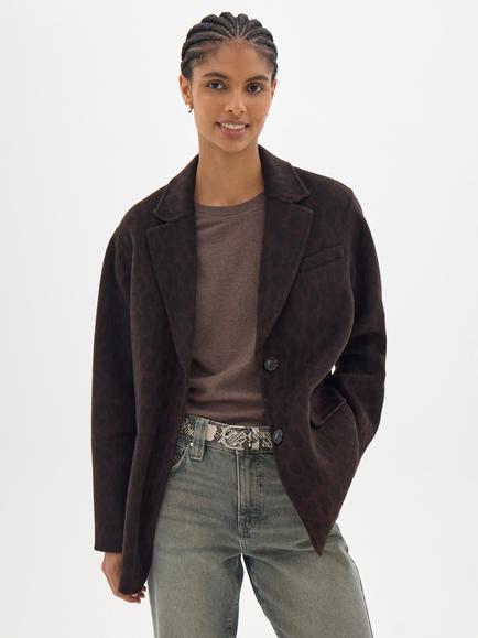 HUSH Simeron Wool Double Breasted Blazer, Brown - view 2, Brown
