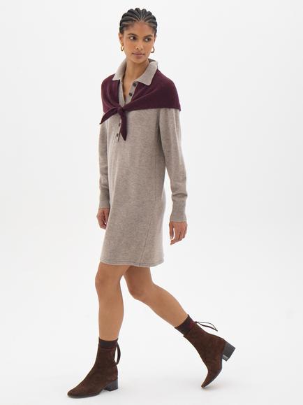 HUSH Knitted Merino Wool Dress, Antler - view 2, Antler