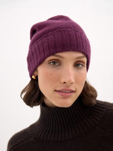 HUSH Cashmere Beanie - view 2, Dark Wine Red