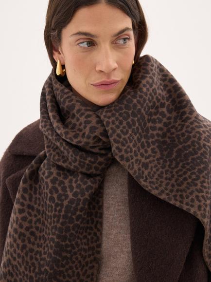 HUSH Double Wool Animal Scarf, Natural Leopard - view 2, Natural Leopard