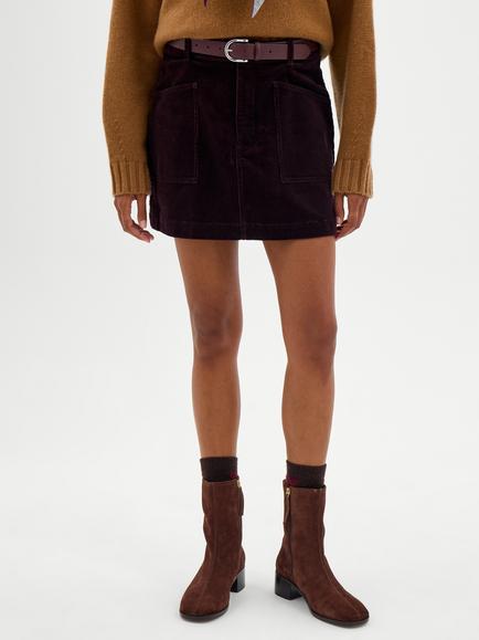 HUSH Corduroy Mini Skirt, Burgundy Purple, Burgundy Purple
