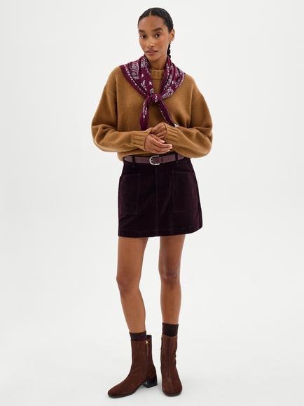 HUSH Corduroy Mini Skirt, Burgundy Purple - view 2, Burgundy Purple
