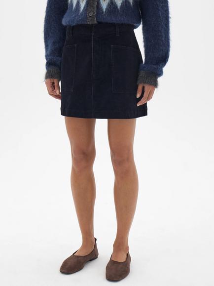 HUSH Wool Rich Corduroy Mini Skirt, Dark Navy, Dark Navy
