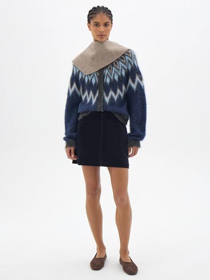 HUSH Wool Rich Corduroy Mini Skirt, Dark Navy - view 2, Dark Navy