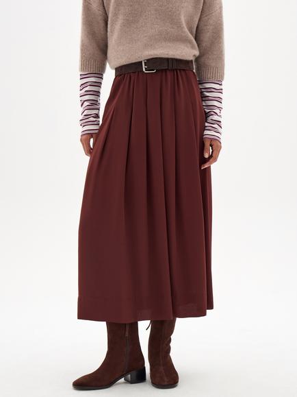HUSH Ivy Pleated Skirt, Burgundy Brown, Burgundy Brown