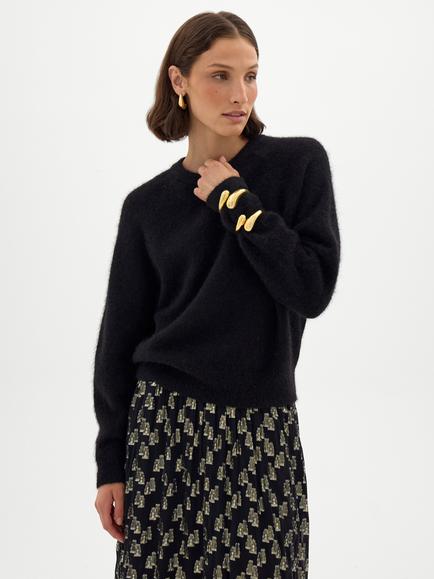 HUSH Anastasia Wool Blend Jumper, Black, Black
