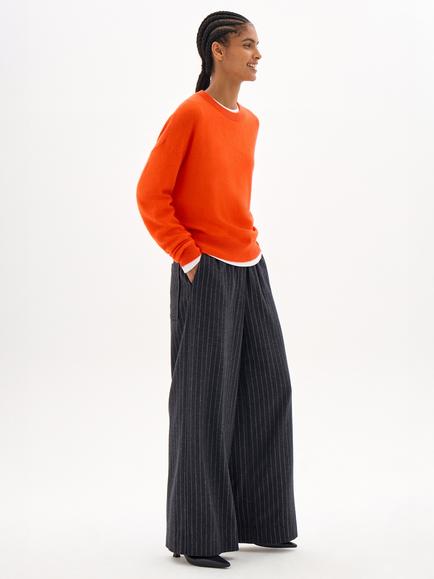 HUSH Avery Cashmere Crew Neck Jumper, Spicy Orange - view 2, Spicy Orange