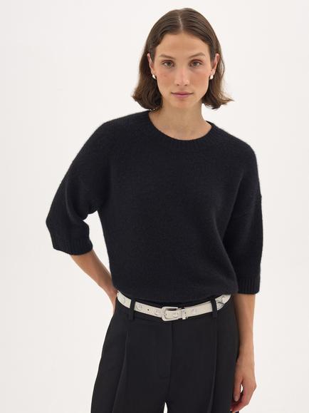 HUSH Cherrie Cashmere T-Shirt, Black, Black