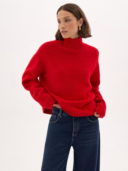 HUSH Cora Pure Cashmere Jumper, Bright Red